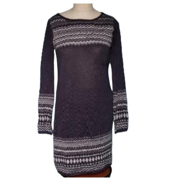 Sweater Dress Faded Glory Gray White Stripe Scoop Neck Women's WOMAN'S Small - Picture 2 of 5